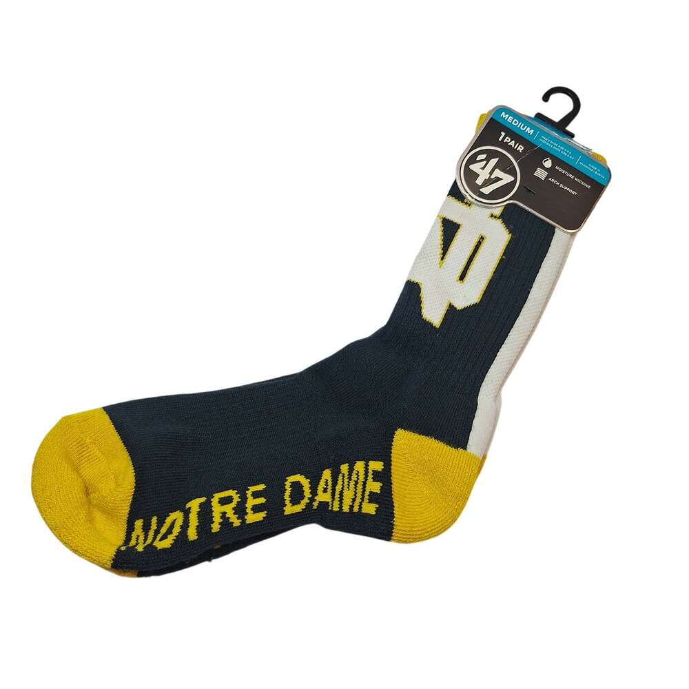 NCAA Notre Dame Socks M Fighting Irish navy Stripe Arch Large New Wickening